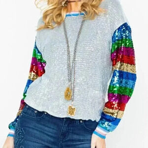 Dance & Marvel Lurex Sequin Sweater Top
